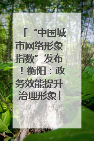 “中国城市网络形象指数”发布！衡阳：政务效能提升治理形象