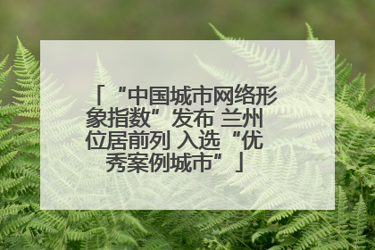 “中国城市网络形象指数”发布 兰州位居前列 入选“优秀案例城市”