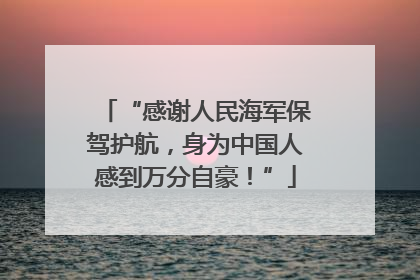 “感谢人民海军保驾护航，身为中国人感到万分自豪！”