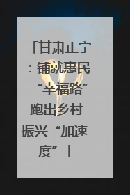 甘肃正宁：铺就惠民“幸福路” 跑出乡村振兴“加速度”