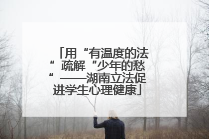用“有温度的法”疏解“少年的愁”——湖南立法促进学生心理健康