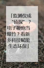 监测仪成“侦探”？电子鞭炮当爆竹？看新乡科技赋能生态环保