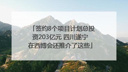 签约8个项目计划总投资203亿元 四川遂宁在西博会还推介了这些