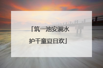 筑一池安澜水 护千童夏日欢