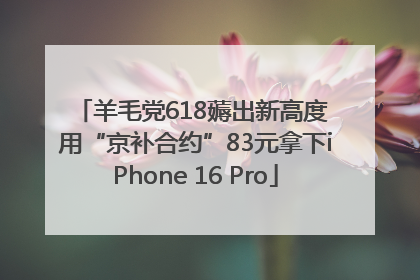羊毛党618薅出新高度 用“京补合约”83元拿下iPhone 16 Pro