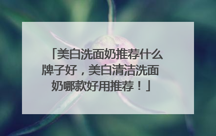 美白洗面奶推荐什么牌子好，美白清洁洗面奶哪款好用推荐！