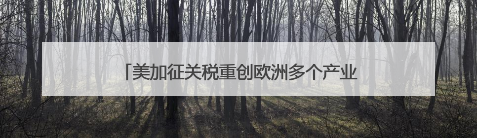 美加征关税重创欧洲多个产业 保时捷、宝马很“受伤”