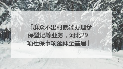 群众不出村就能办理参保登记等业务，河北29项社保事项延伸至基层