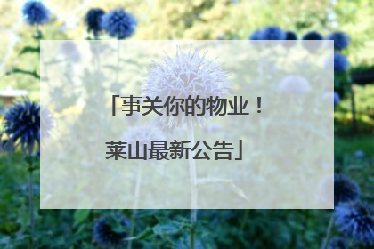事关你的物业！莱山最新公告