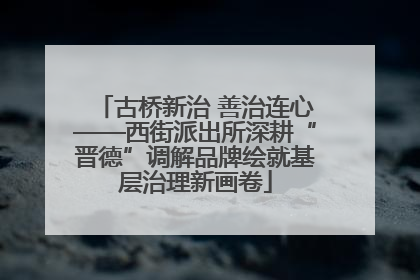 古桥新治 善治连心——西街派出所深耕“晋德”调解品牌绘就基层治理新画卷