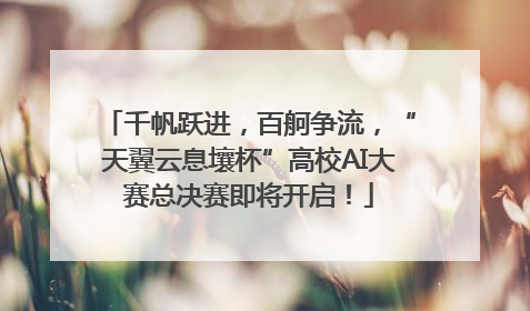 千帆跃进，百舸争流，“天翼云息壤杯”高校AI大赛总决赛即将开启！