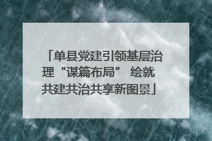 单县党建引领基层治理“谋篇布局” 绘就共建共治共享新图景