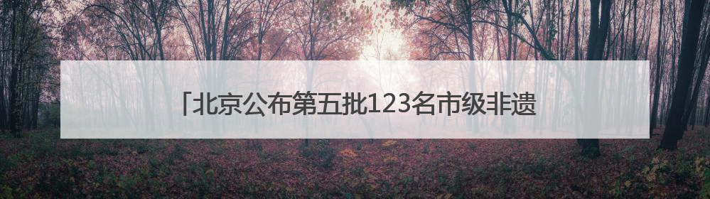 北京公布第五批123名市级非遗传承人，非遗资源达1.2万余项