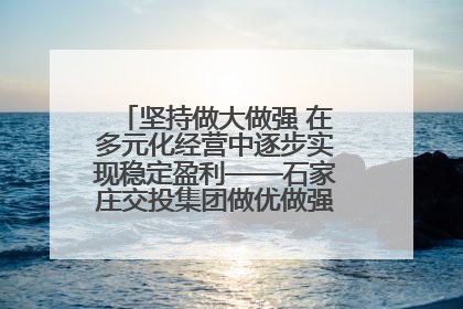 坚持做大做强 在多元化经营中逐步实现稳定盈利——石家庄交投集团做优做强典型报道之三