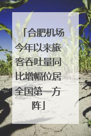 合肥机场今年以来旅客吞吐量同比增幅位居全国第一方阵