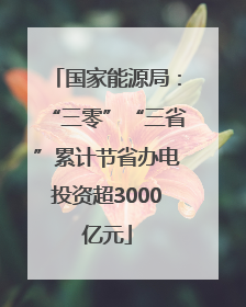 国家能源局：“三零”“三省”累计节省办电投资超3000亿元