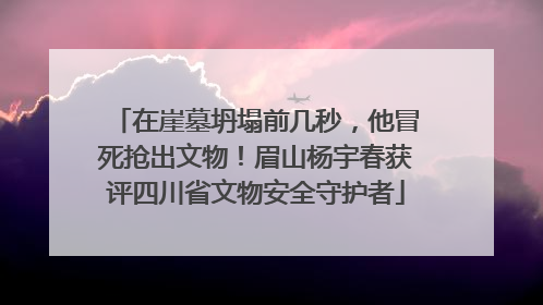 在崖墓坍塌前几秒，他冒死抢出文物！眉山杨宇春获评四川省文物安全守护者