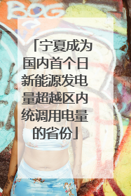 宁夏成为国内首个日新能源发电量超越区内统调用电量的省份