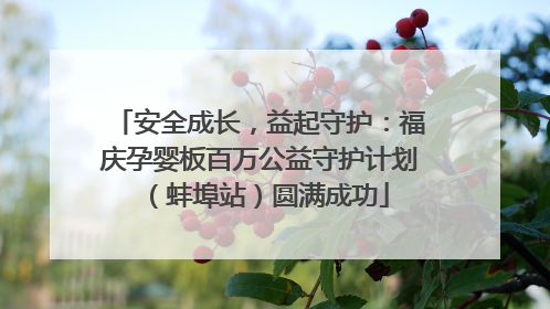 安全成长，益起守护：福庆孕婴板百万公益守护计划（蚌埠站）圆满成功