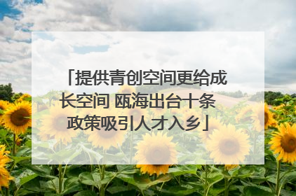提供青创空间更给成长空间 瓯海出台十条政策吸引人才入乡
