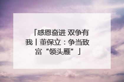 感恩奋进 双争有我丨董保立：争当致富“领头雁”