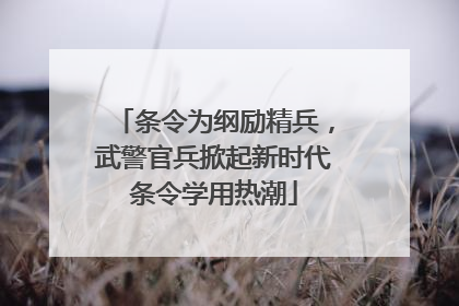 条令为纲励精兵，武警官兵掀起新时代条令学用热潮