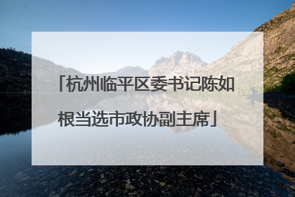 杭州临平区委书记陈如根当选市政协副主席