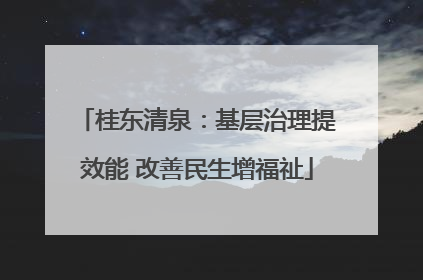 桂东清泉：基层治理提效能 改善民生增福祉