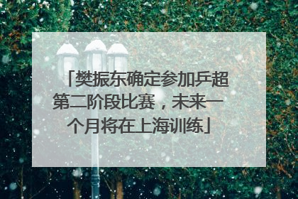 樊振东确定参加乒超第二阶段比赛，未来一个月将在上海训练