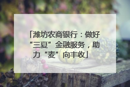 潍坊农商银行：做好“三夏”金融服务，助力“麦”向丰收