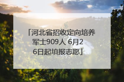河北省招收定向培养军士909人 6月26日起填报志愿