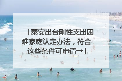 泰安出台刚性支出困难家庭认定办法，符合这些条件可申请→