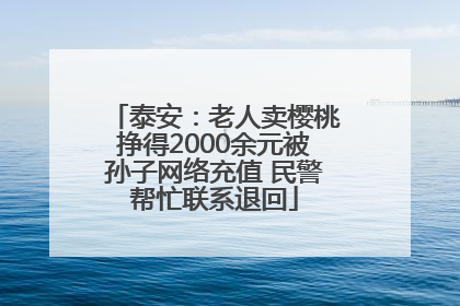 泰安：老人卖樱桃挣得2000余元被孙子网络充值 民警帮忙联系退回