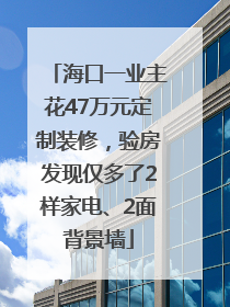 海口一业主花47万元定制装修，验房发现仅多了2样家电、2面背景墙