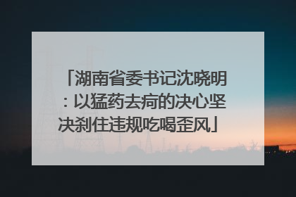 湖南省委书记沈晓明：以猛药去疴的决心坚决刹住违规吃喝歪风
