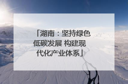 湖南：坚持绿色低碳发展 构建现代化产业体系
