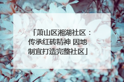 萧山区湘湖社区：传承红砖精神 因地制宜打造完整社区