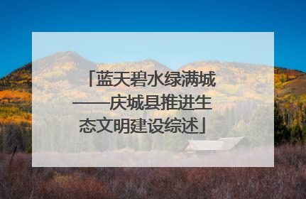 蓝天碧水绿满城——庆城县推进生态文明建设综述