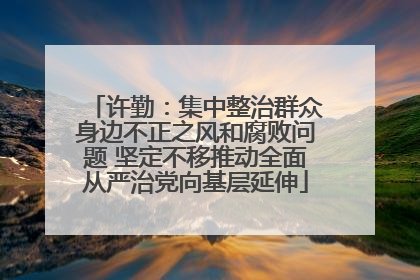 许勤：集中整治群众身边不正之风和腐败问题 坚定不移推动全面从严治党向基层延伸