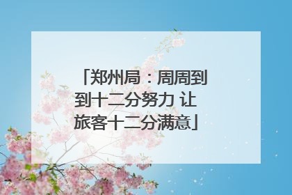 郑州局：周周到到十二分努力 让旅客十二分满意