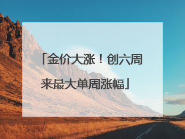 金价大涨！创六周来最大单周涨幅