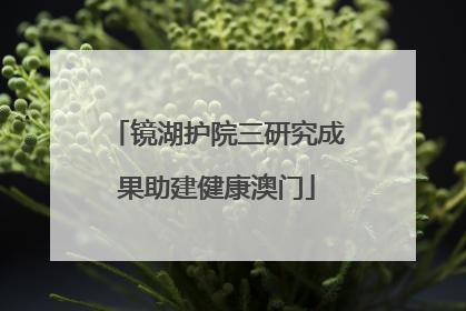 镜湖护院三研究成果助建健康澳门