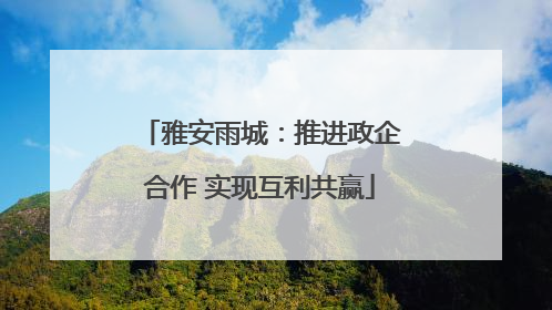雅安雨城：推进政企合作 实现互利共赢