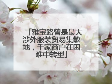 雅宝路曾是最大涉外服装贸易集散地，千家商户在困难中转型