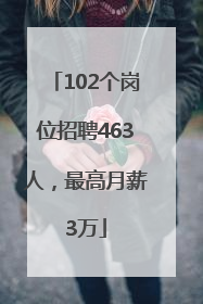 102个岗位招聘463人，最高月薪3万
