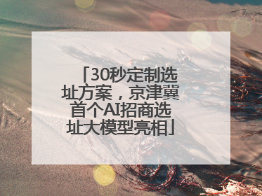 30秒定制选址方案，京津冀首个AI招商选址大模型亮相