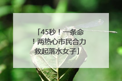 45秒！一条命！两热心市民合力救起落水女子